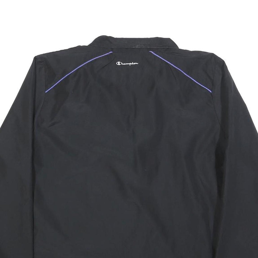CHAMPION Womens Black & White Track Jacket L Polyester Plain Zip Lightweight