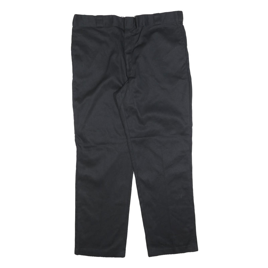 DICKIES Mens Cotton Blend Black Regular Straight Trousers W40 L32 Workwear