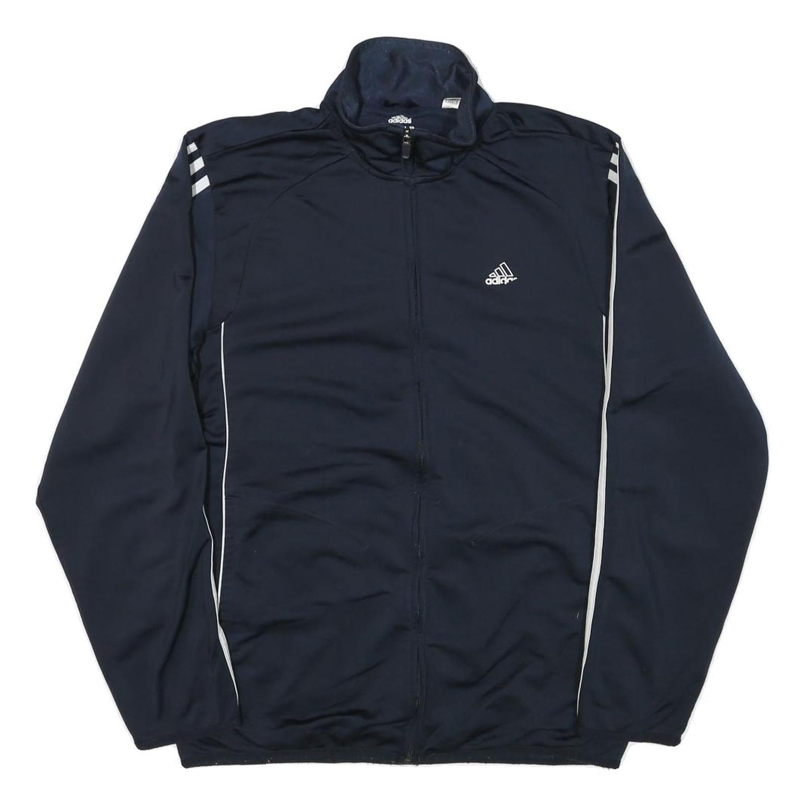 ADIDAS Mens Navy Blue Sports Zip Jacket M Polyester Blend Plain Athletic