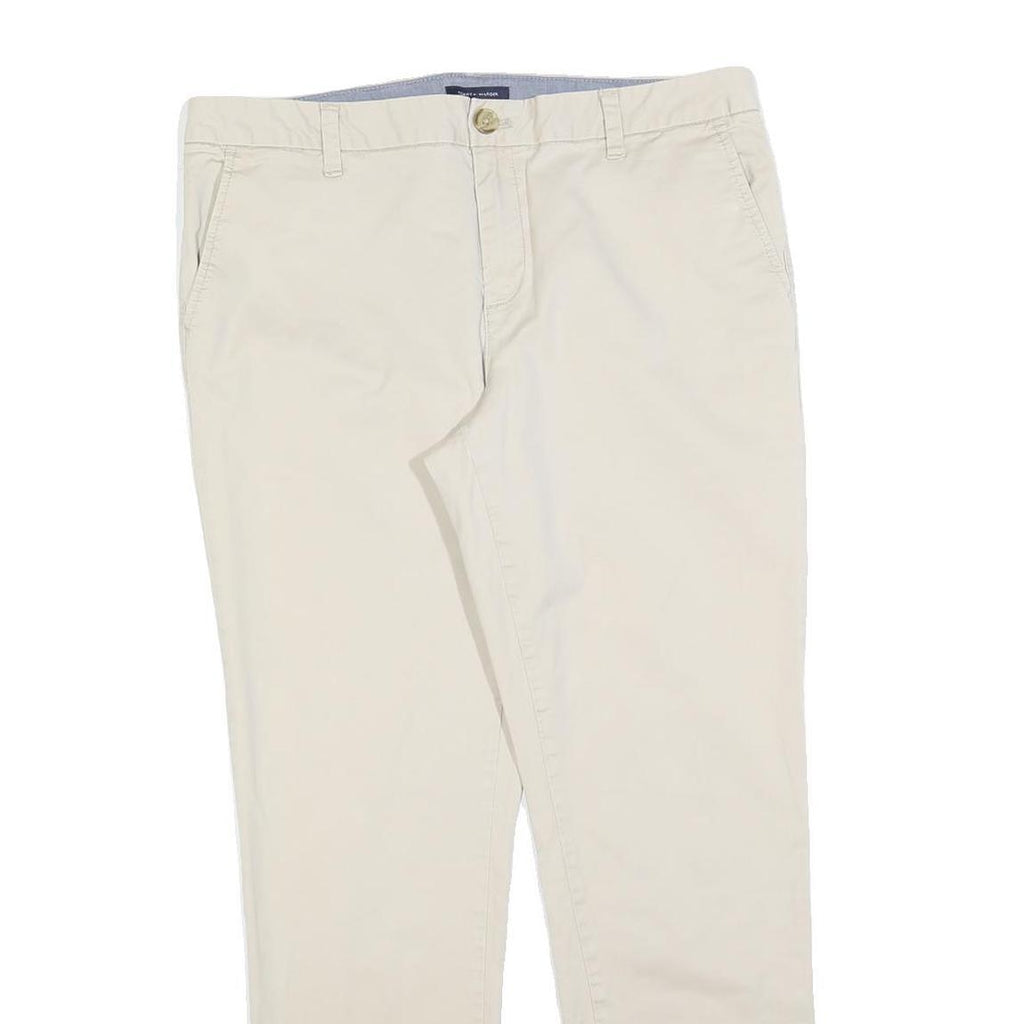 TOMMY HILFIGER Womens Cotton Blend Beige Slim Straight Trousers W34 L30