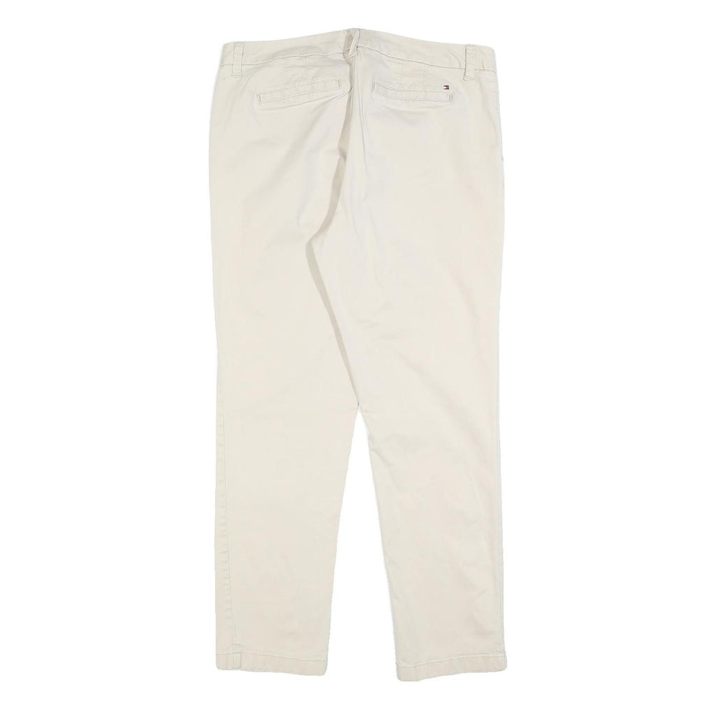 TOMMY HILFIGER Womens Cotton Blend Beige Slim Straight Trousers W34 L30