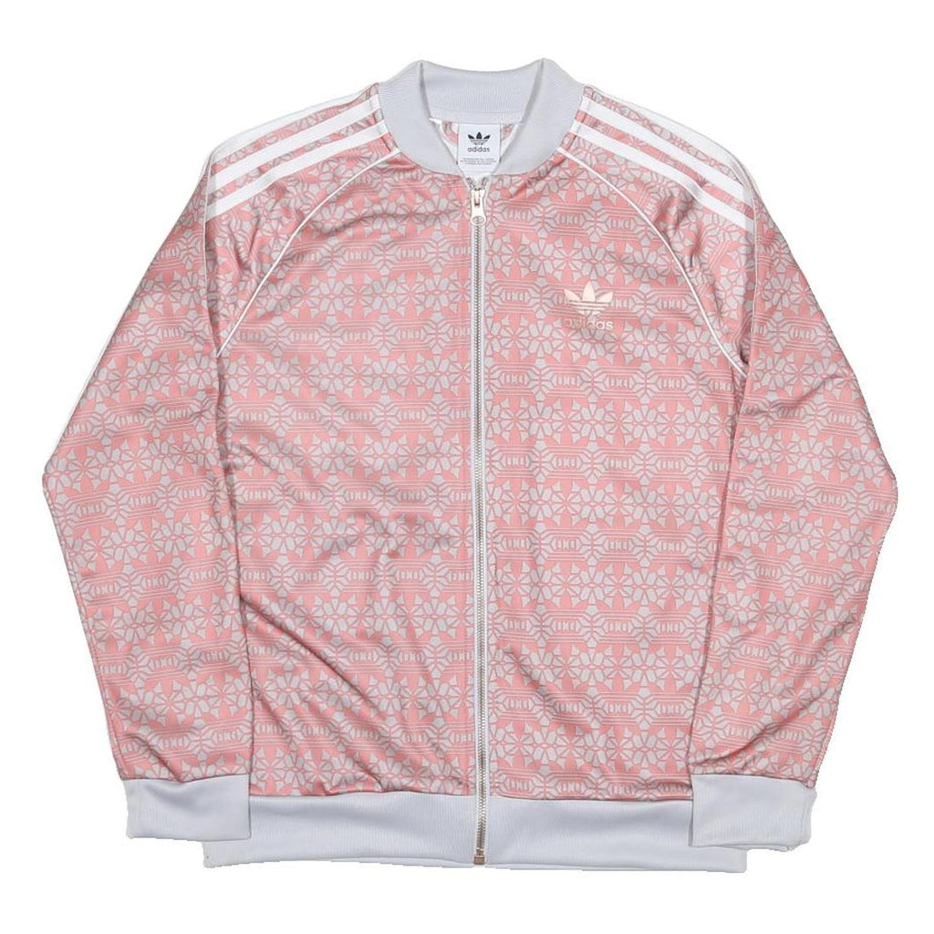 ADIDAS Girls Pink & White Track Jacket 14-15Y Polyester Jersey Zip Long Sleeve