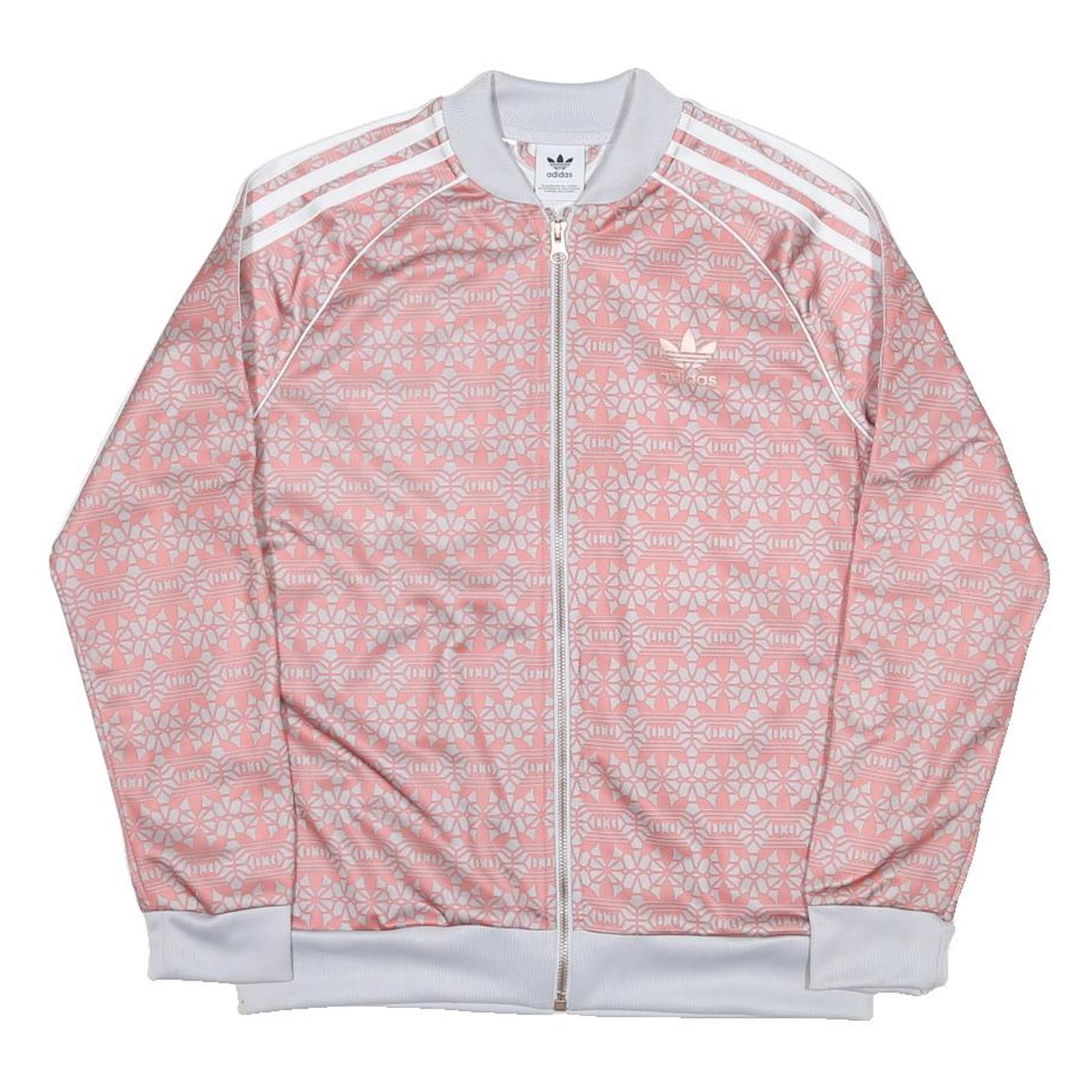 ADIDAS Girls Pink & White Track Jacket 14-15Y Polyester Jersey Zip Long Sleeve