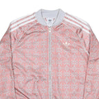 ADIDAS Girls Pink & White Track Jacket 14-15Y Polyester Jersey Zip Long Sleeve
