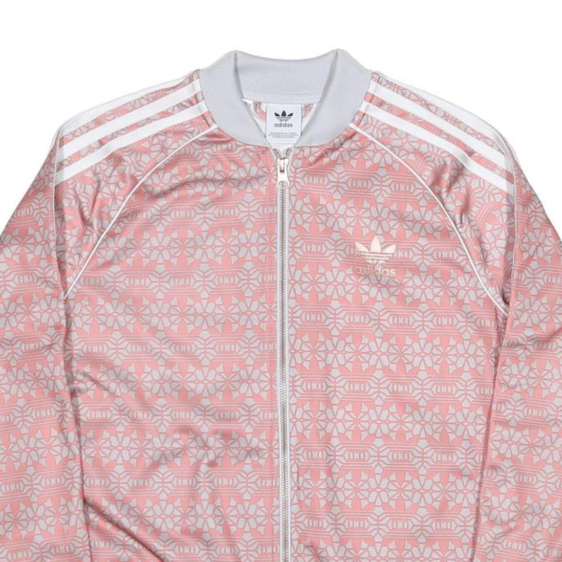 ADIDAS Girls Pink & White Track Jacket 14-15Y Polyester Jersey Zip Long Sleeve