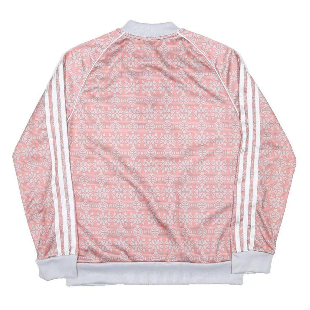 ADIDAS Girls Pink & White Track Jacket 14-15Y Polyester Jersey Zip Long Sleeve