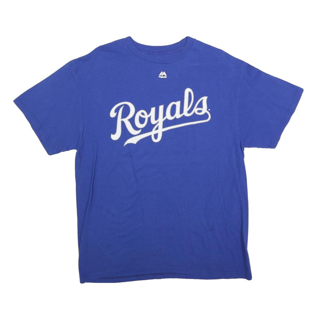 MAJESTIC Mens Blue Royals Graphic T-Shirt L Short Sleeve Crew Neck Sportswear