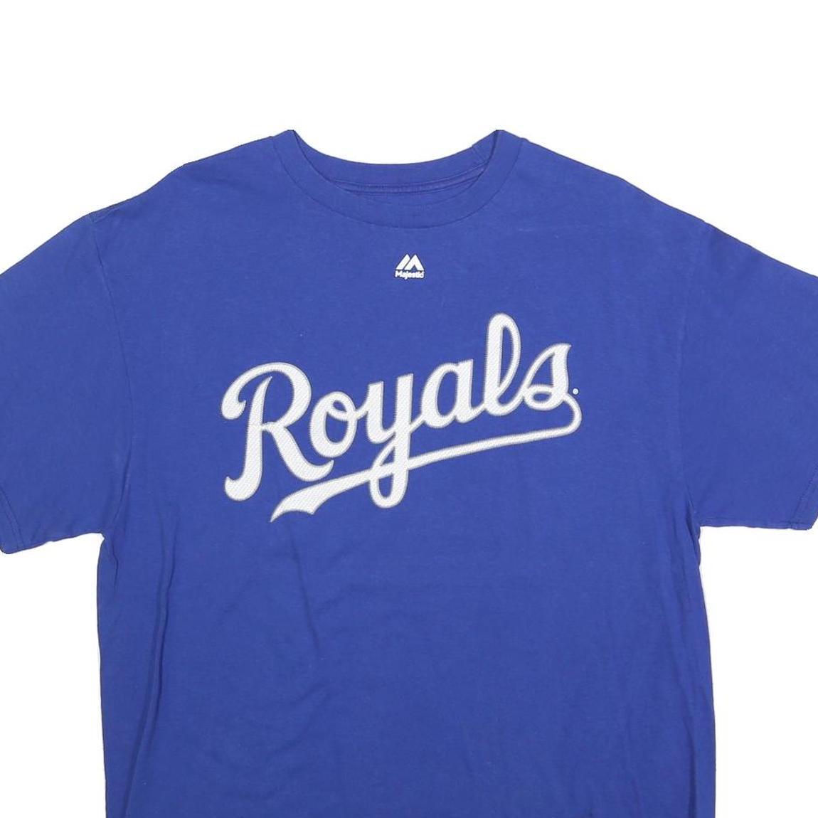 MAJESTIC Mens Blue Royals Graphic T-Shirt L Short Sleeve Crew Neck Sportswear