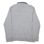 TOMMY HILFIGER Mens Grey & Navy Hilfiger Zip Cotton Jacket L Sweatshirt Casual