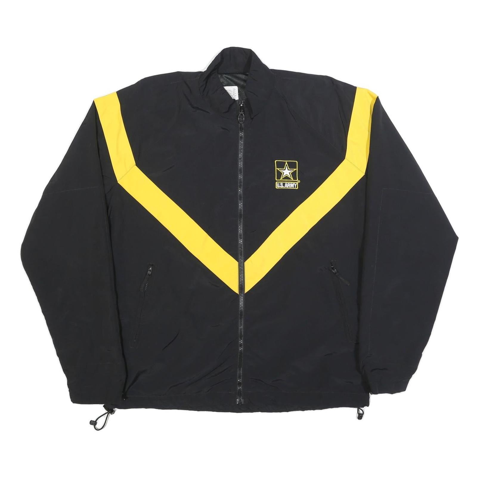 NIB/MDS Mens Black & Yellow U.S. Army Track Jacket M Nylon Plain Zip Pockets