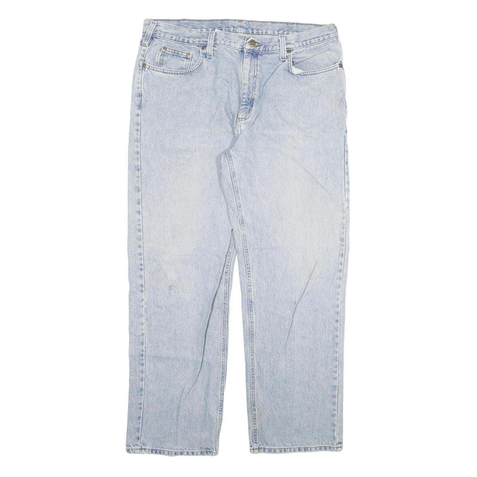 CARHARTT Mens Jeans Blue Relaxed Straight Denim Light W40 L32 Zip Comfortable