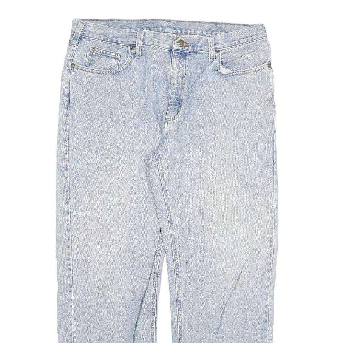 CARHARTT Mens Jeans Blue Relaxed Straight Denim Light W40 L32 Zip Comfortable