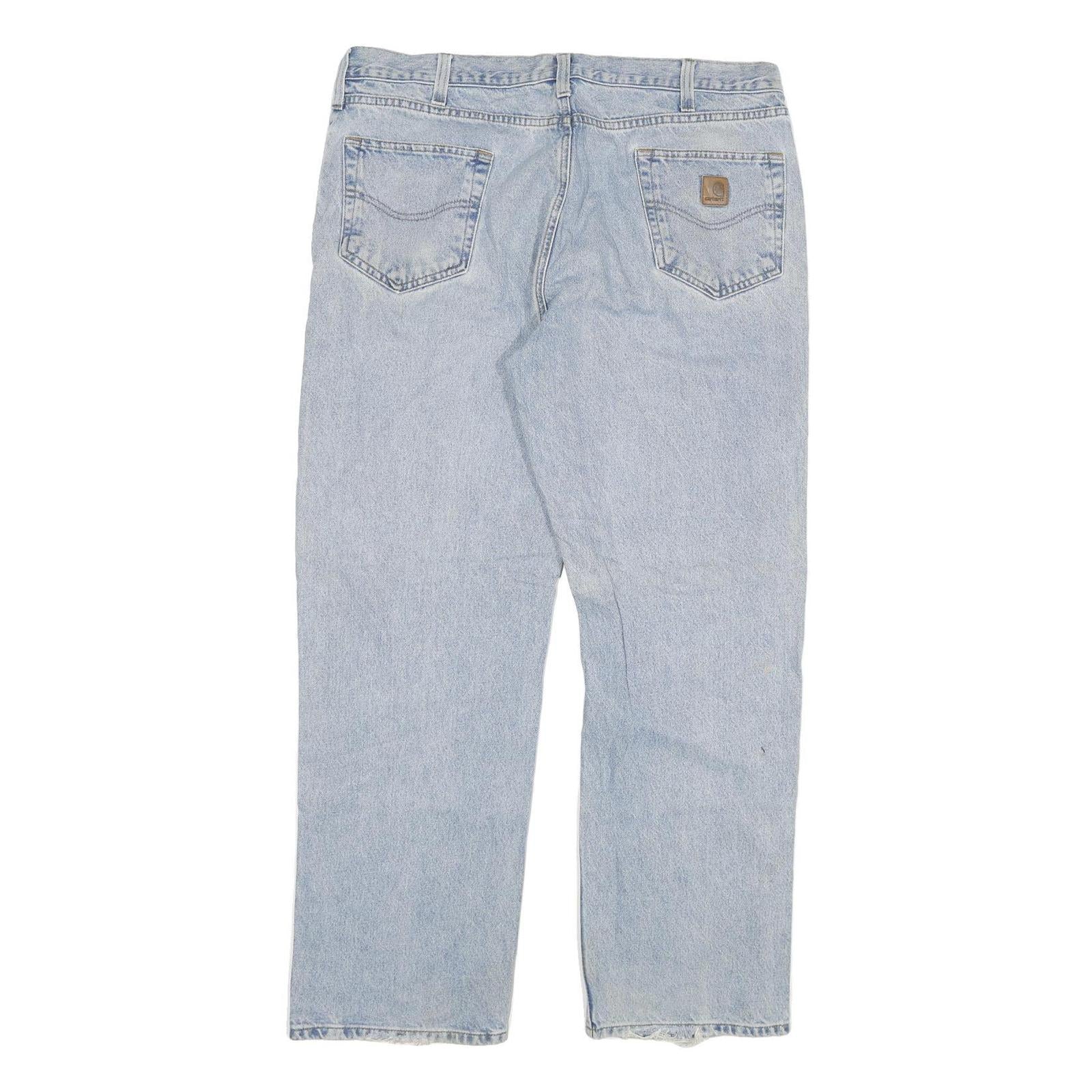 CARHARTT Mens Jeans Blue Relaxed Straight Denim Light W40 L32 Zip Comfortable