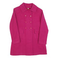 Womens Pink Button Jacket S Plain Classic Fit Long Sleeve Pocket Detail