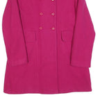 Womens Pink Button Jacket S Plain Classic Fit Long Sleeve Pocket Detail