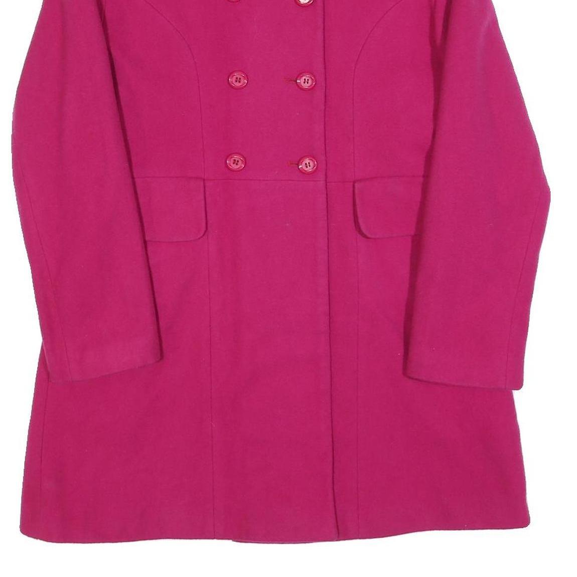 Womens Pink Button Jacket S Plain Classic Fit Long Sleeve Pocket Detail