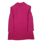 Womens Pink Button Jacket S Plain Classic Fit Long Sleeve Pocket Detail