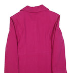 Womens Pink Button Jacket S Plain Classic Fit Long Sleeve Pocket Detail