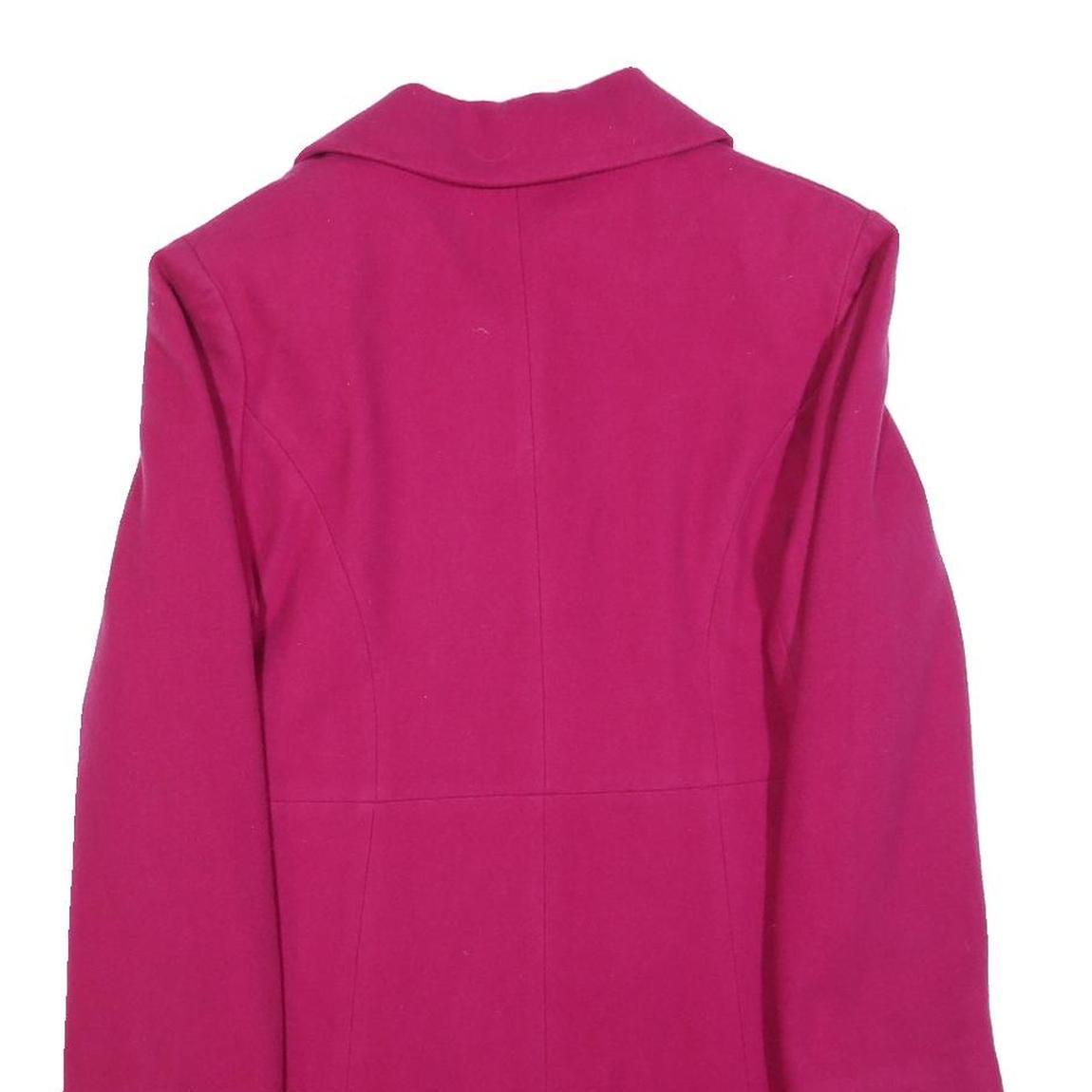 Womens Pink Button Jacket S Plain Classic Fit Long Sleeve Pocket Detail