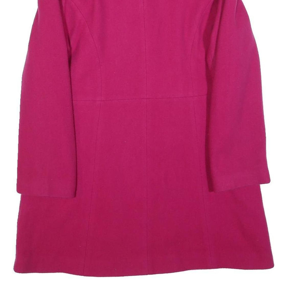 Womens Pink Button Jacket S Plain Classic Fit Long Sleeve Pocket Detail