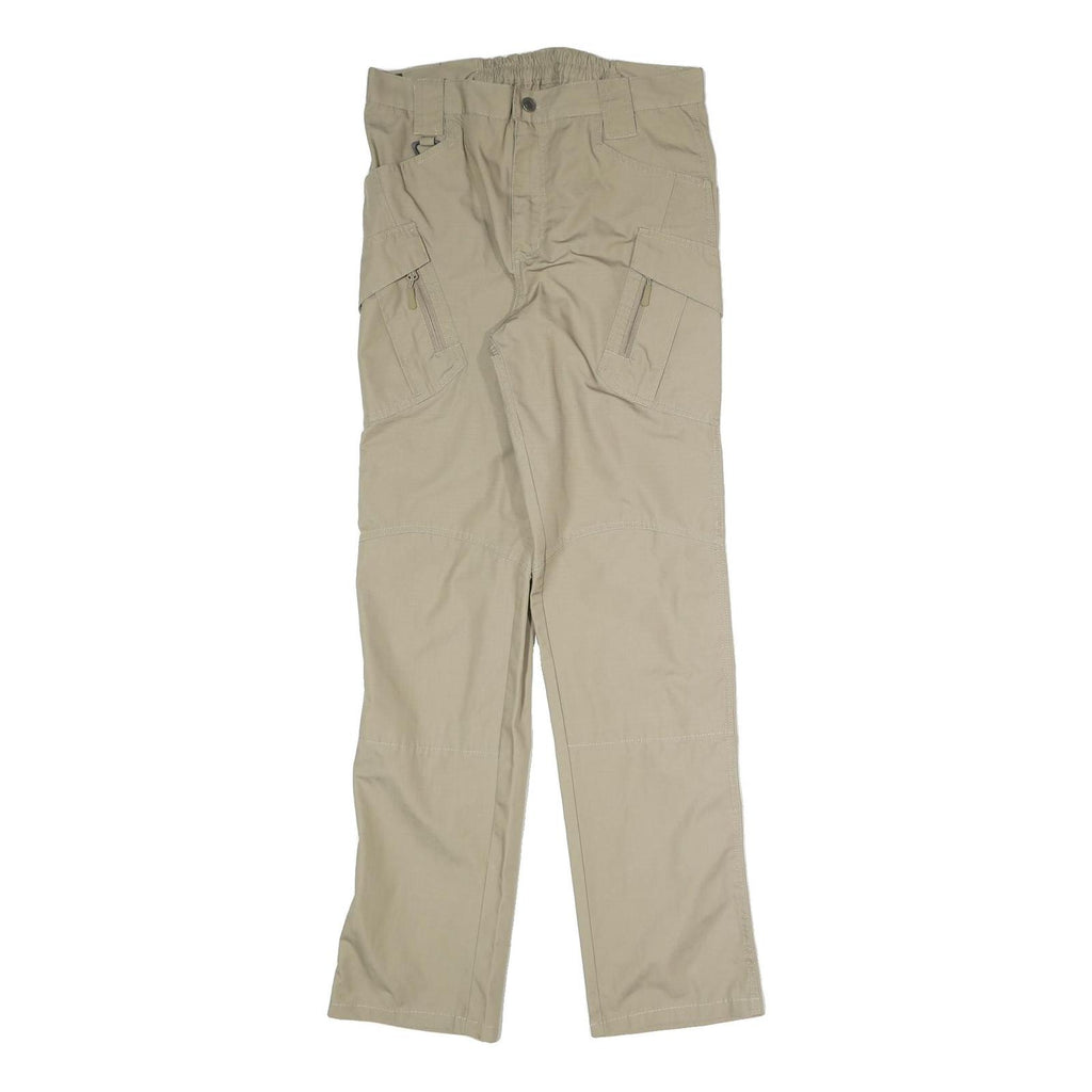 Beige Mens Regular Fit Straight Cotton Blend Trousers W31 L32 Casual Wear