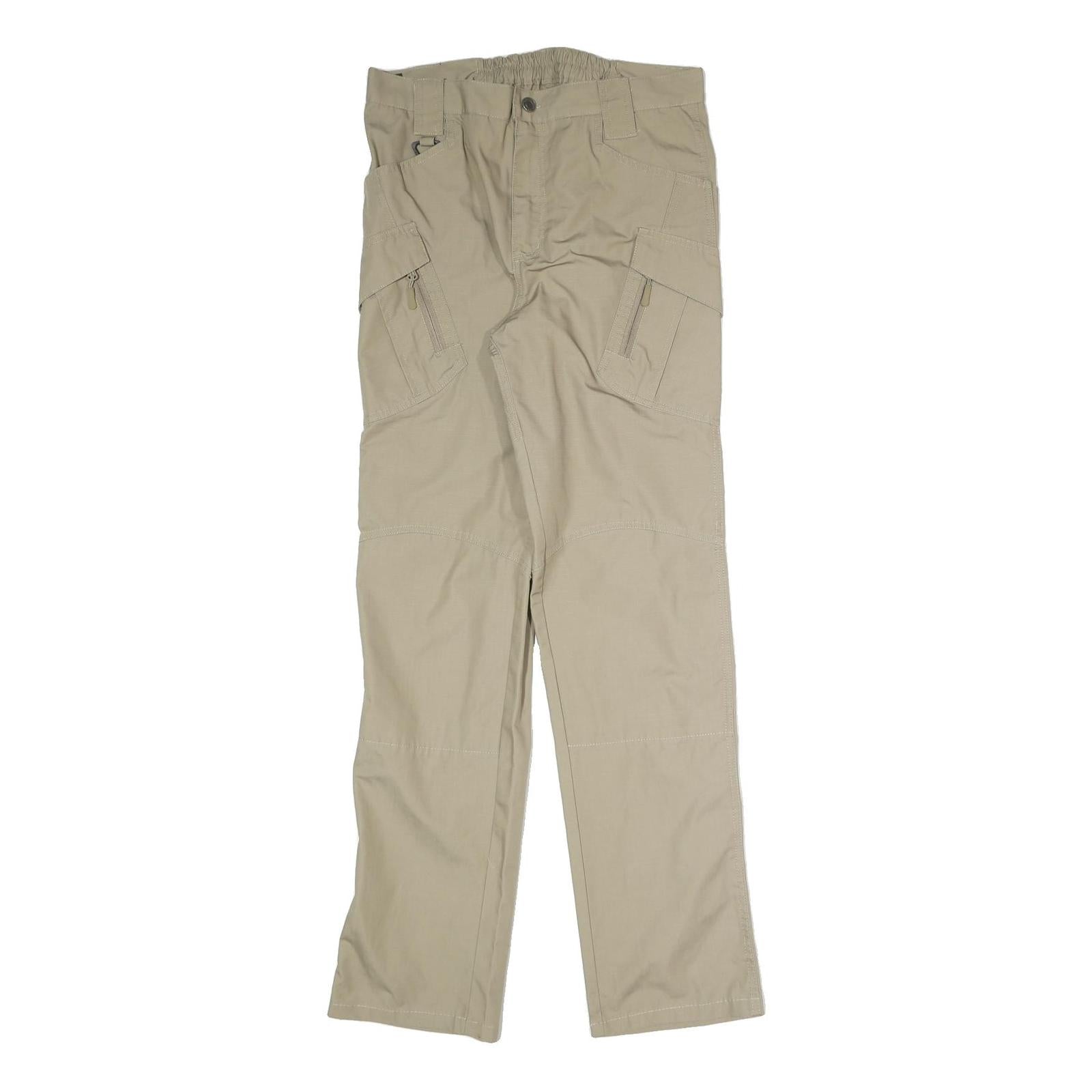 Beige Mens Regular Fit Straight Cotton Blend Trousers W31 L32 Casual Wear