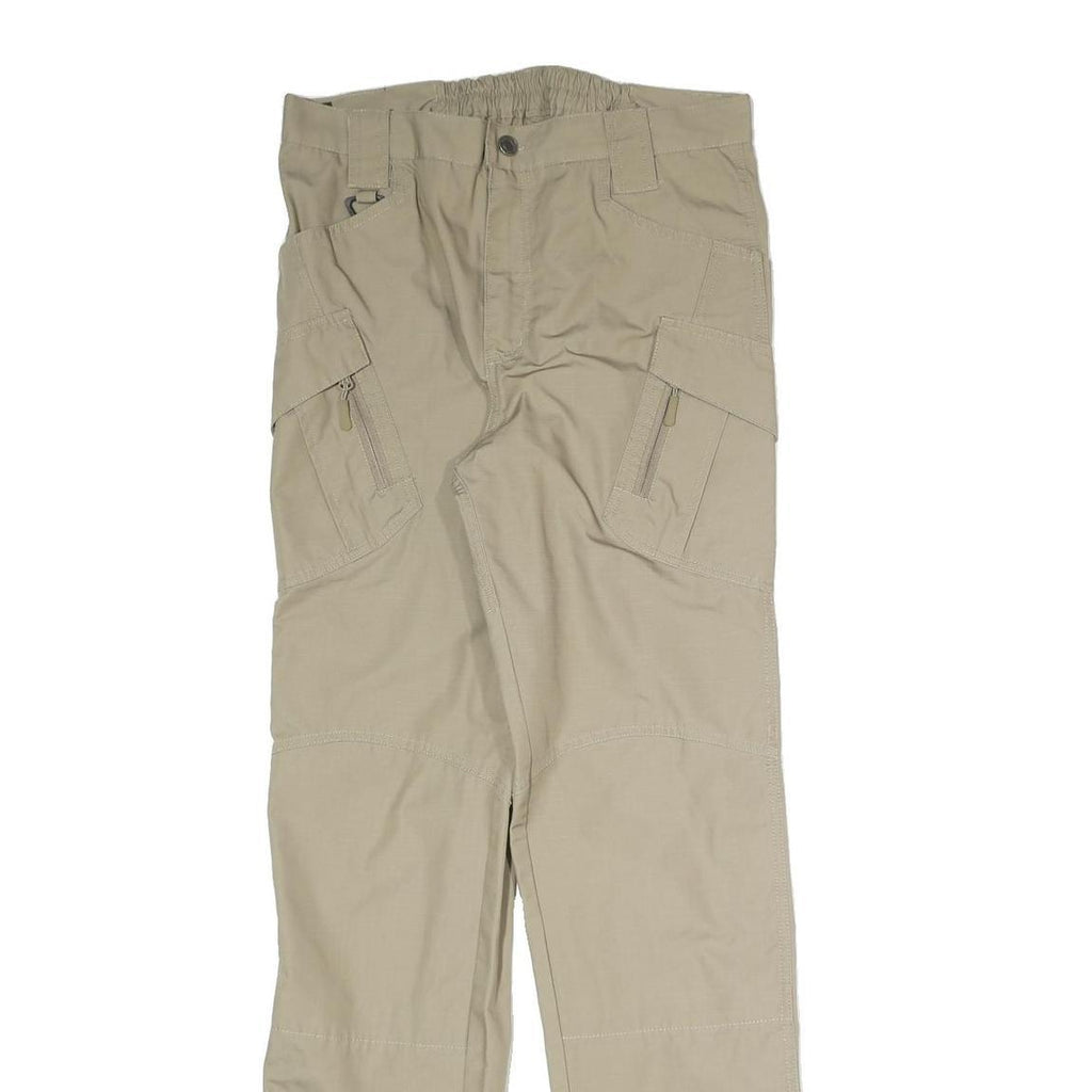 Beige Mens Regular Fit Straight Cotton Blend Trousers W31 L32 Casual Wear