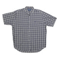 RALPH LAUREN Mens Blue & White Check Shirt L Button-Down Short Sleeve Cotton