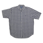 RALPH LAUREN Mens Blue & White Check Shirt L Button-Down Short Sleeve Cotton