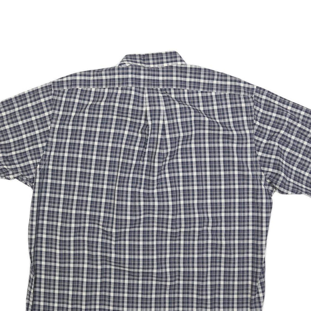 RALPH LAUREN Mens Blue & White Check Shirt L Button-Down Short Sleeve Cotton