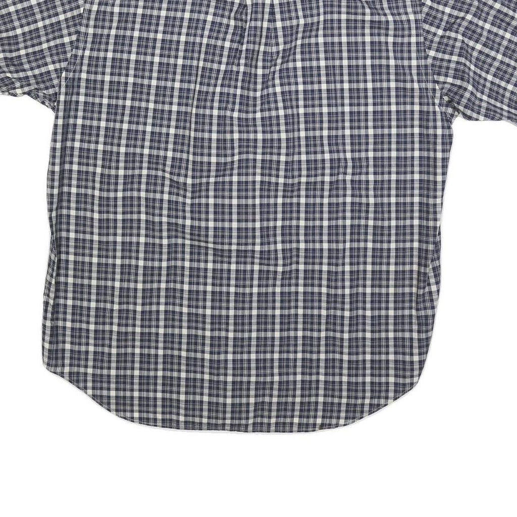 RALPH LAUREN Mens Blue & White Check Shirt L Button-Down Short Sleeve Cotton