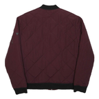 GUESS Womens Maroon Quilted Zip Jacket L Cotton Blend Bomber Style