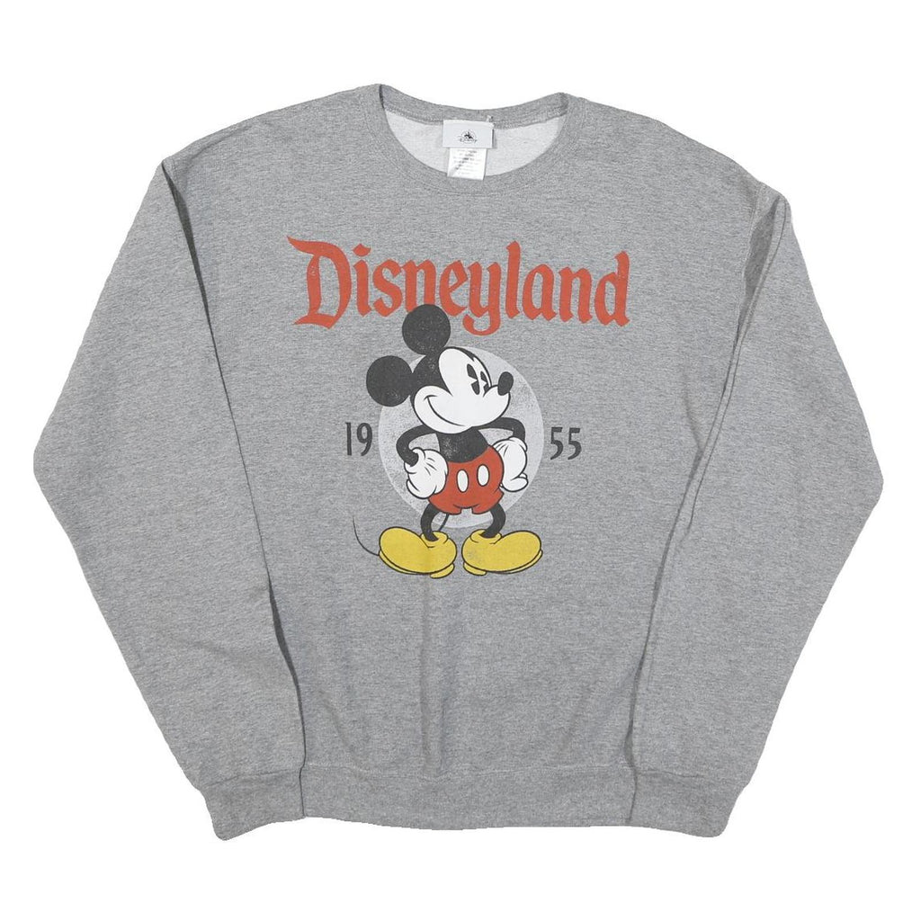 DISNEY Mens Grey Mickey Mouse Disneyland Cotton Blend Crew Neck M Sweatshirt