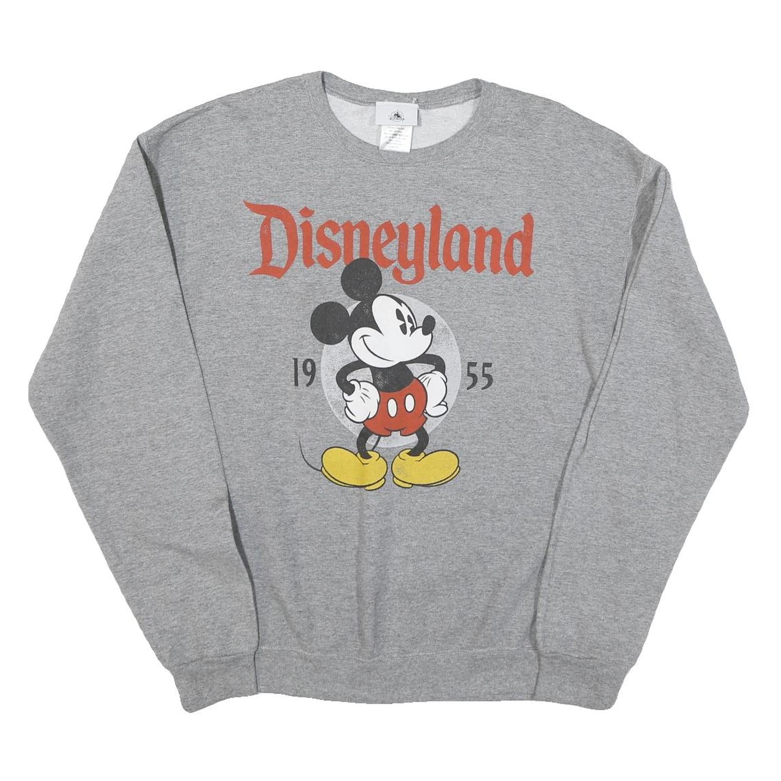 DISNEY Mens Grey Mickey Mouse Disneyland Cotton Blend Crew Neck M Sweatshirt