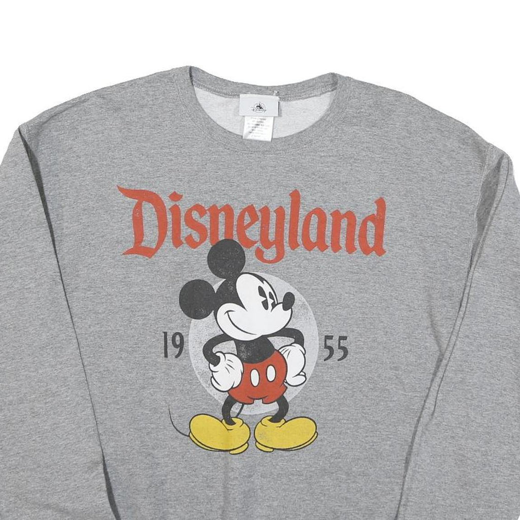 DISNEY Mens Grey Mickey Mouse Disneyland Cotton Blend Crew Neck M Sweatshirt