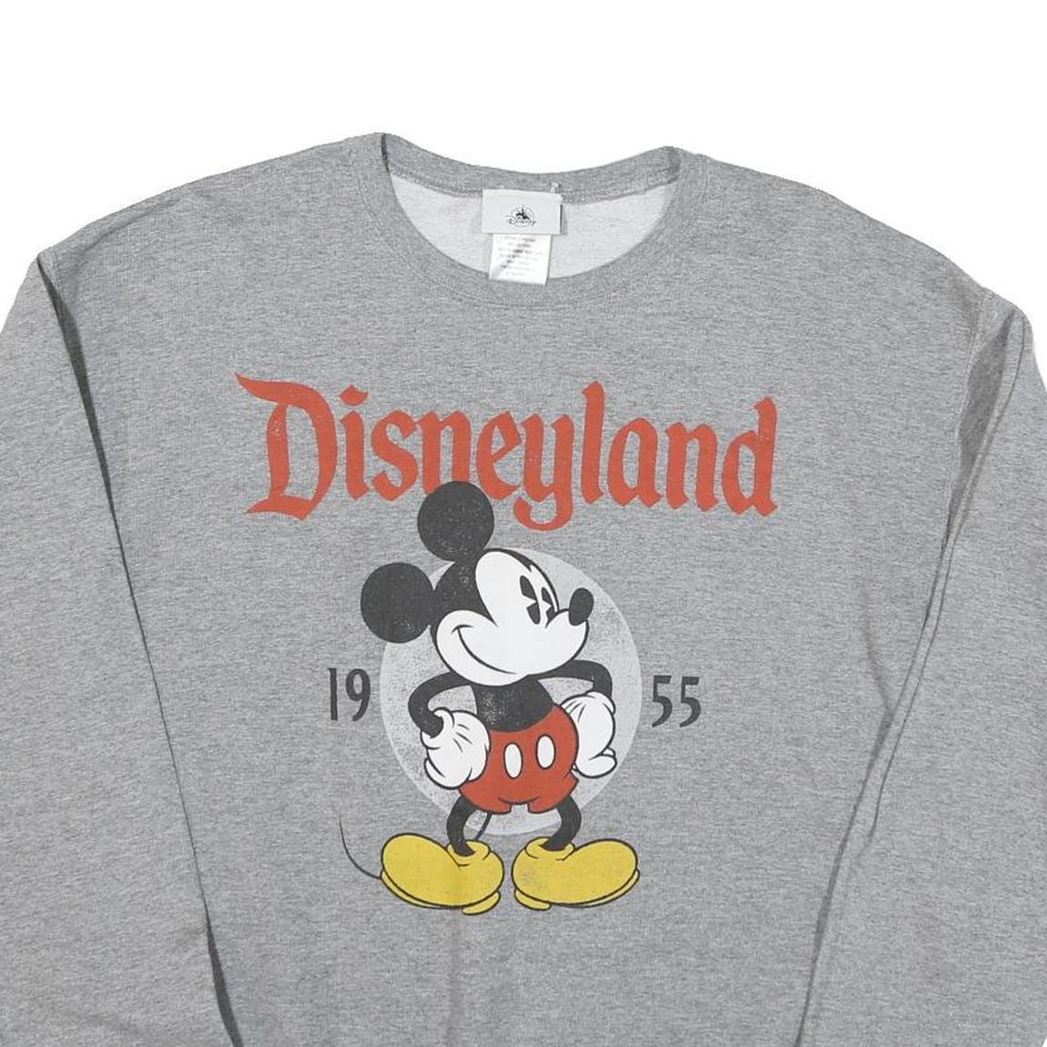 DISNEY Mens Grey Mickey Mouse Disneyland Cotton Blend Crew Neck M Sweatshirt