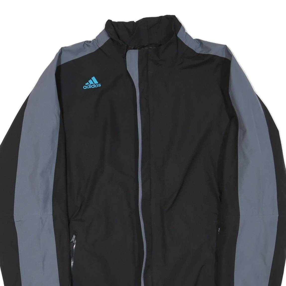 ADIDAS Mens Black & Grey Track Jacket M Polyester Blend Zip Sportswear Casual