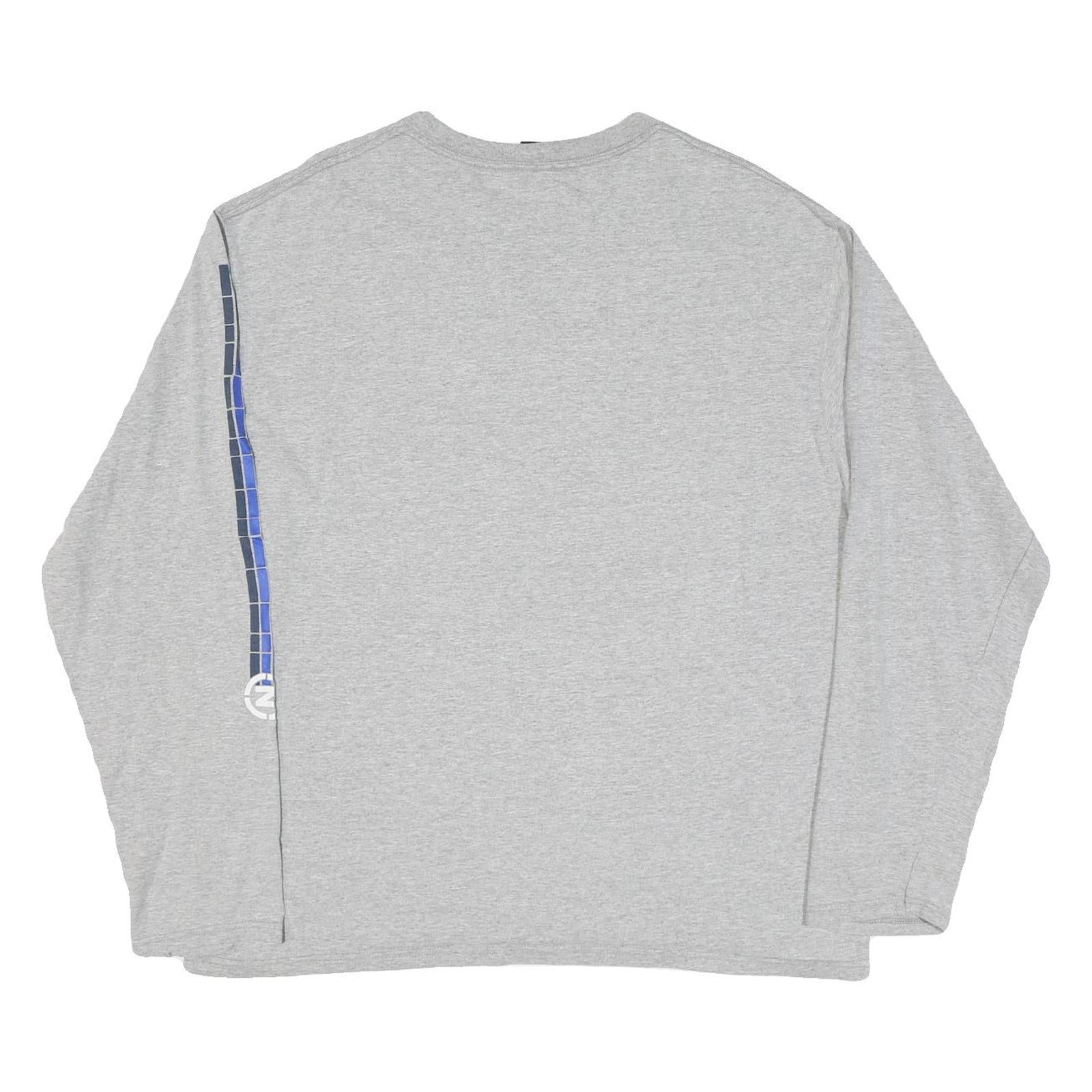 NAUTICA Mens Grey & Blue Long Sleeve Crew Neck Graphic T-Shirt XL Polyester
