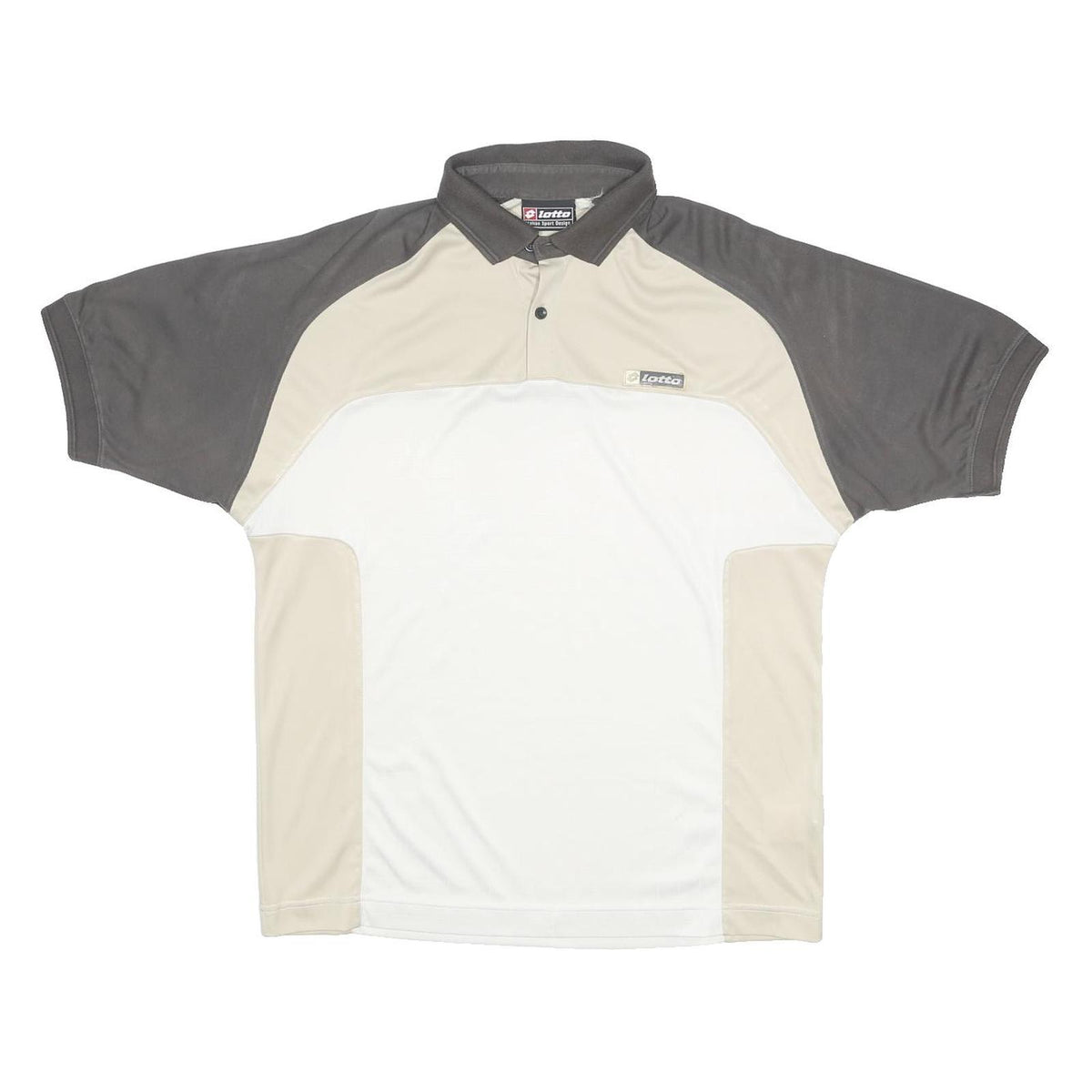 LOTTO Mens Beige & White Polo Shirt M Sportswear Short Sleeve Casual