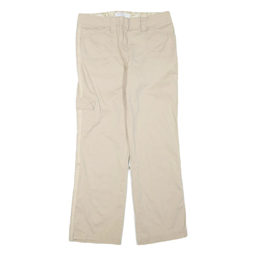 DENVERHAYES Womens Cotton Blend Beige Regular Fit Straight Leg Trousers W34 L32