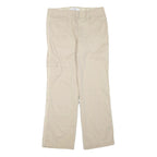 DENVERHAYES Womens Cotton Blend Beige Regular Fit Straight Leg Trousers W34 L32