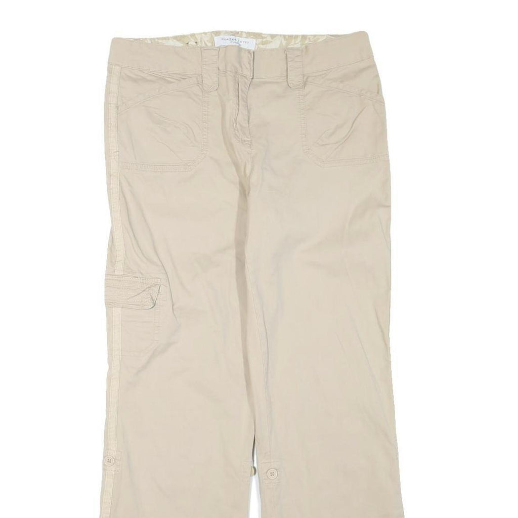 DENVERHAYES Womens Cotton Blend Beige Regular Fit Straight Leg Trousers W34 L32