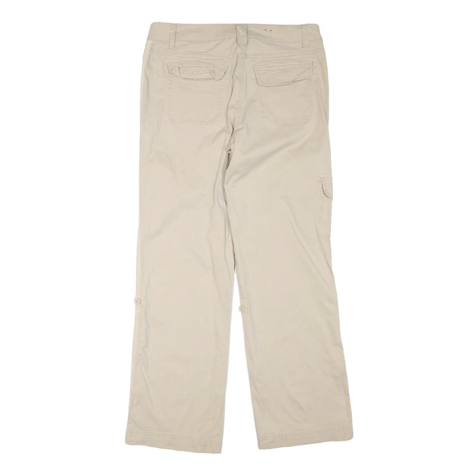 DENVERHAYES Womens Cotton Blend Beige Regular Fit Straight Leg Trousers W34 L32
