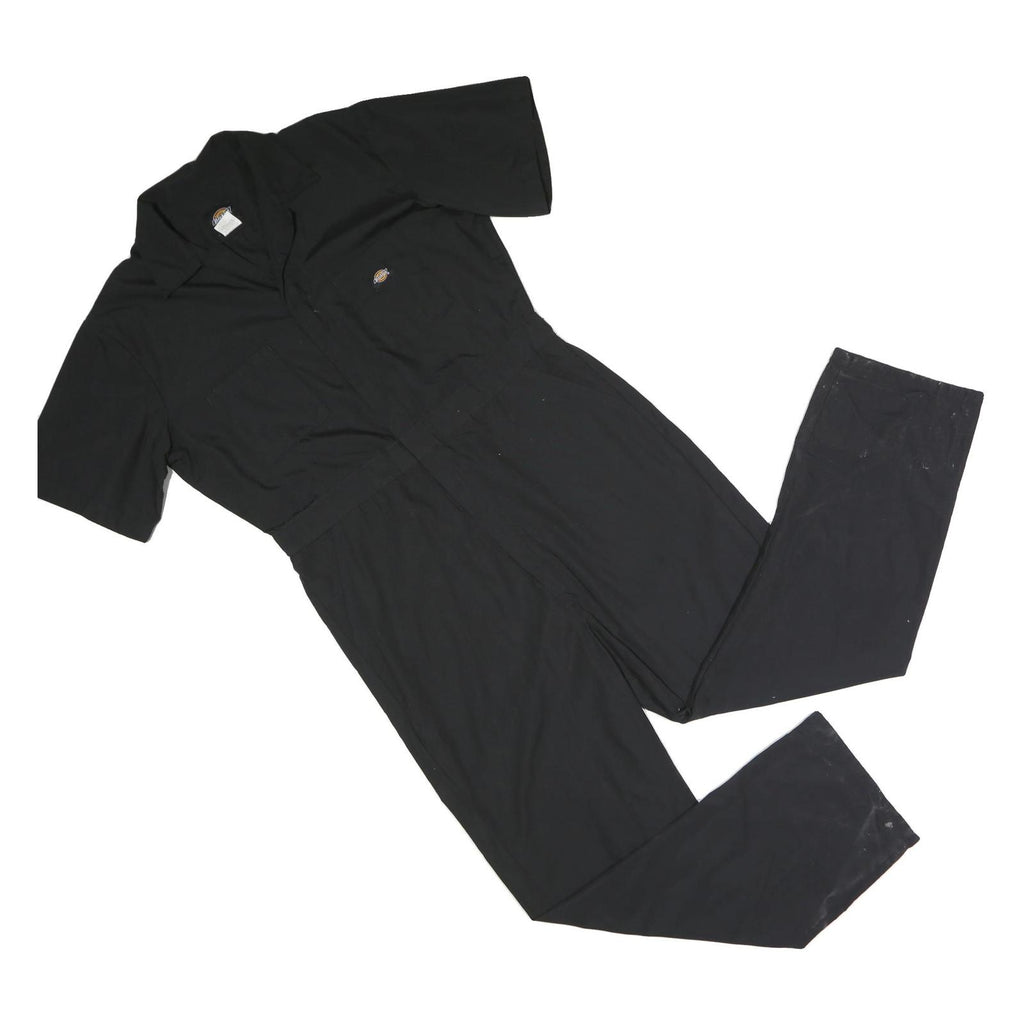 DICKIES Mens Black Dungarees Regular Polyester Blend Plain L W40 L30 Workwear