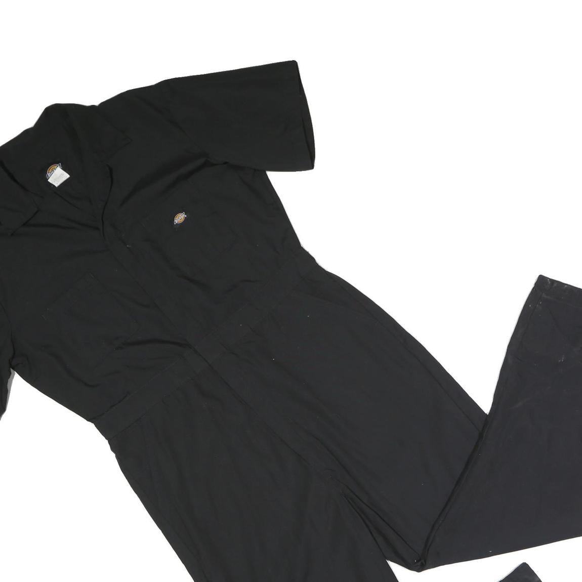 DICKIES Mens Black Dungarees Regular Polyester Blend Plain L W40 L30 Workwear