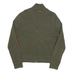 LAUREN RALPH LAUREN Womens Green Brown Patch Patterned Full Zip Crew Neck Cotton