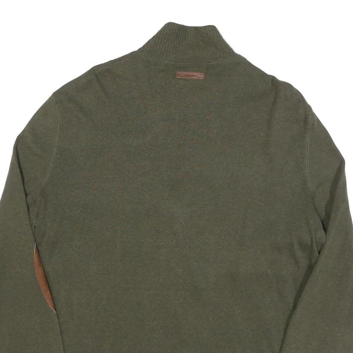 LAUREN RALPH LAUREN Womens Green Brown Patch Patterned Full Zip Crew Neck Cotton