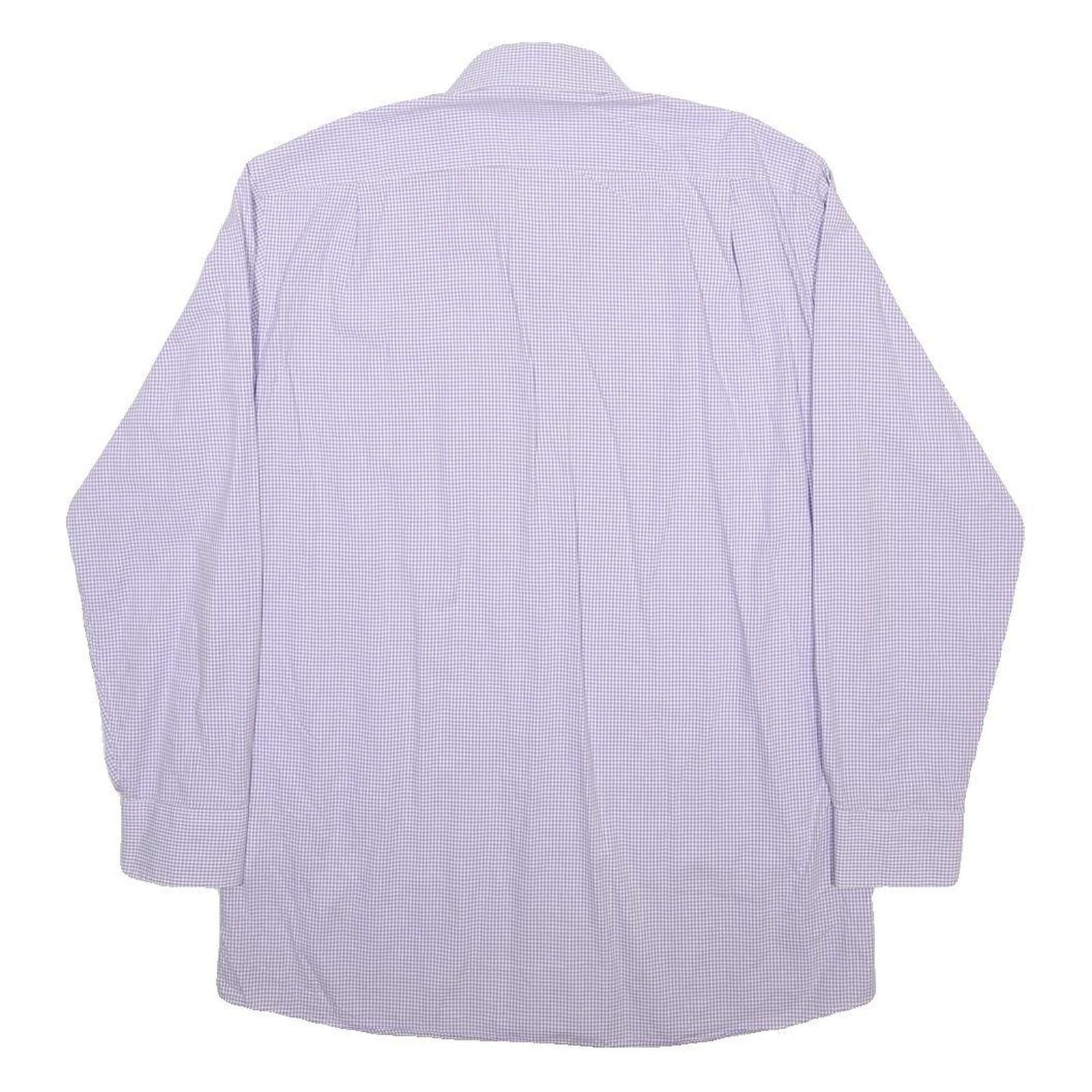 NAUTICA Mens Purple Check Shirt L Classic Fit Cotton Long Sleeve Button Collar