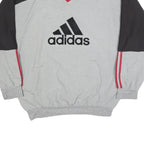 ADIDAS Mens Grey & Black Sweatshirt V-Neck L Cotton Blend Pullover Logo