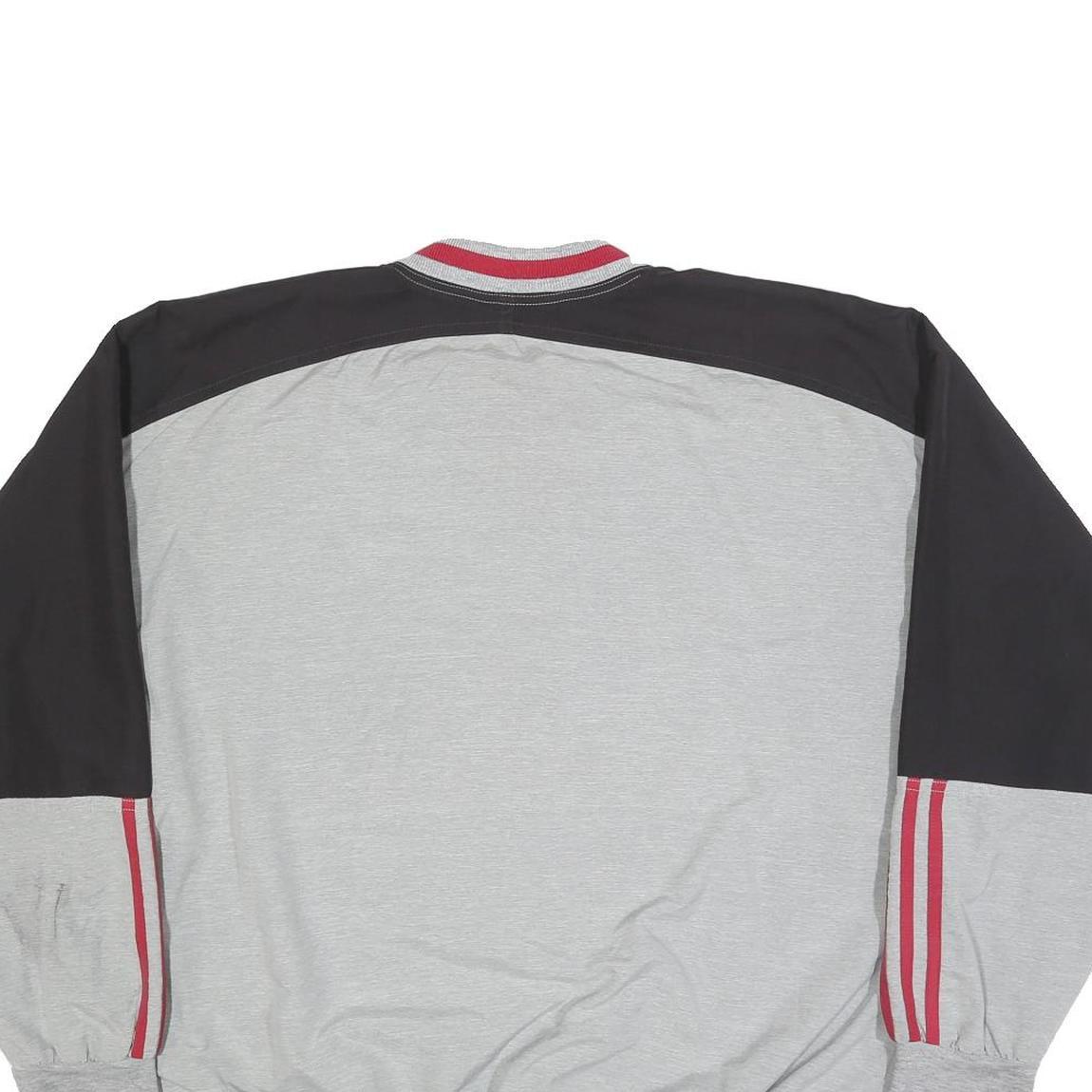 ADIDAS Mens Grey & Black Sweatshirt V-Neck L Cotton Blend Pullover Logo